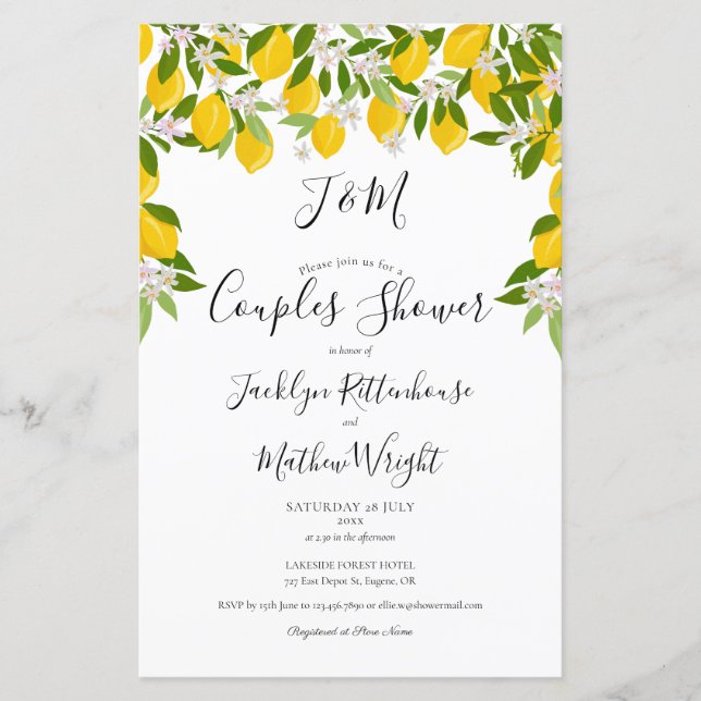 Papier Invitation de douche de couples de budget Monogram (Devant)