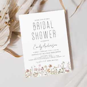 Papier Invitation de douche de mariée à fleurs sauvages B