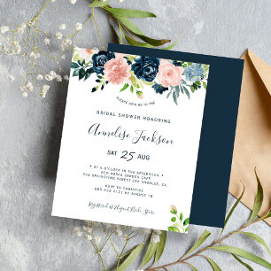Papier Invitation de douche de mariée à l'aquarelle flora