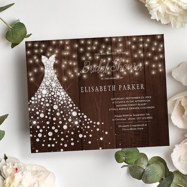 Papier Invitation de douche de mariée robe blanche rustiq (Créateur téléchargé)