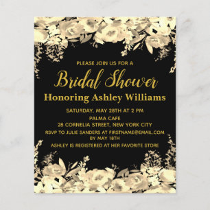 Papier Invitation de douche nuptiale budget Black Gold Mo
