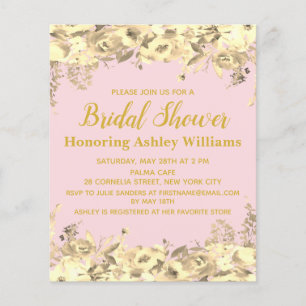 Papier Invitation de douche nuptiale budget Blush Pink Go