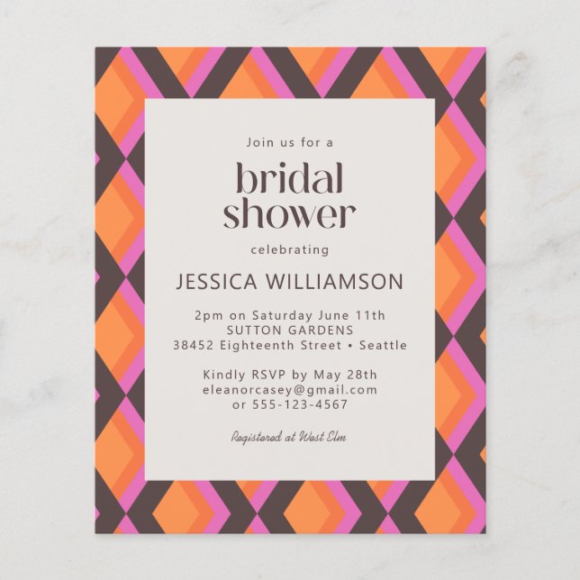 Papier Invitation de douche nuptiale budget Couleur brill (Devant)