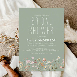 Papier Invitation de douche nuptiale Fleur sauvage Sage G