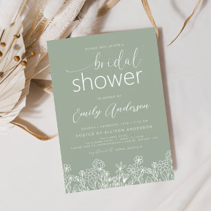Papier Invitation de douche nuptiale Fleur sauvage Sage G