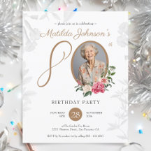 Invitation de fête d'anniversaire 80 ans à motif f