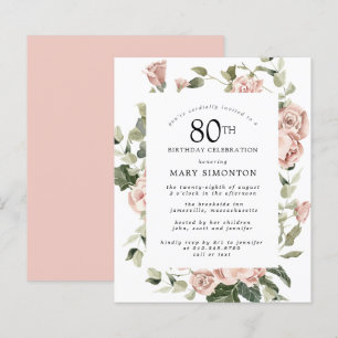Papier Invitation de fête d'anniversaire 80 ans Budget Du