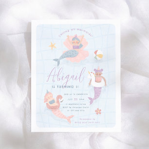 Papier Invitation de fête d'anniversaire à budget Piscine