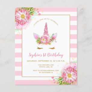 Papier Invitation de fête d'anniversaire pour filles Lico