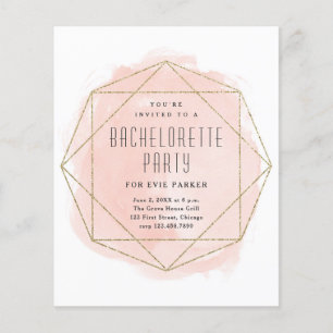 Papier Invitation de fête de bachelorette rose pailletée 