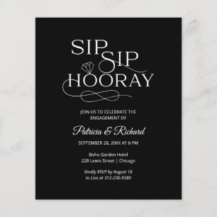 Papier Invitation de fête de fiançailles Budget Sip Sip H