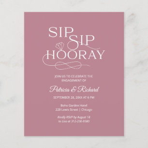 Papier Invitation de fête de fiançailles Budget Sip Sip H