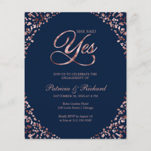 Papier Invitation de fête de fiançailles Elle a dit oui B