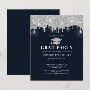 Papier Invitation de fête de fin d'études 2026 Bleu marin