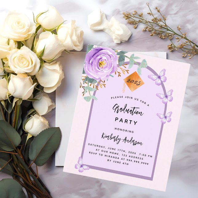 Papier Invitation de fête de fin d'études à arche florale (Créateur téléchargé)