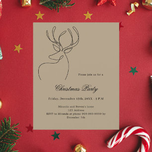 Papier Invitation de fête de Noël artisanale beige avec r