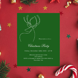Papier Invitation de fête de Noël avec un renne gribouill