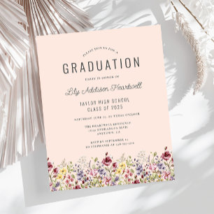Papier Invitation de fête de remise de diplômes Rose Pâle