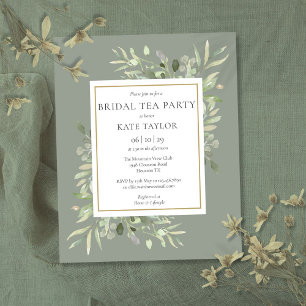Papier Invitation de fête de thé de mariage Budget Vert S