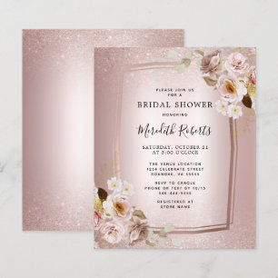 Papier Invitation de Fête des mariées Floral Blush Gold R