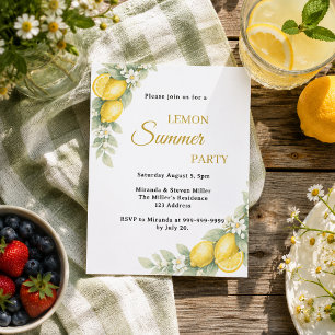 Papier Invitation de fête d'été au citron dans le jardin