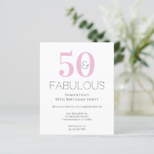 Papier Invitation de fête économique moderne rose pour 50