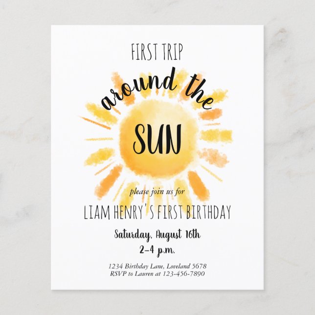 Papier Invitation de fête pour le premier voyage autour d (Devant)