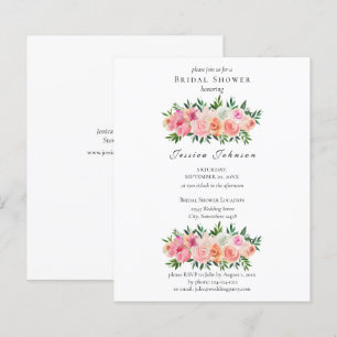 Papier Invitation de Fêtes des mariées florales rose et b