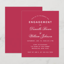 Invitation de fiançailles simple moderne magenta b