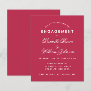 Papier Invitation de fiançailles simple moderne magenta b