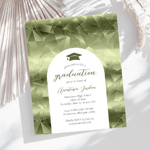 Papier Invitation de fin d'études Glam Geo Vert Olive Bud