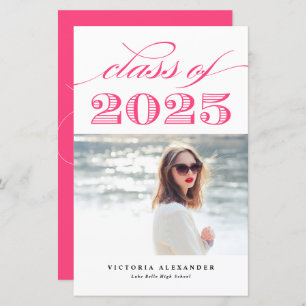 Papier Invitation de graduation de script classique rose 