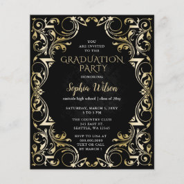 Papier Invitation de graduation en or noir budget