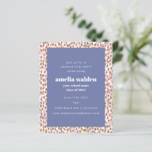 Papier Invitation de graduation Motif de points violets d