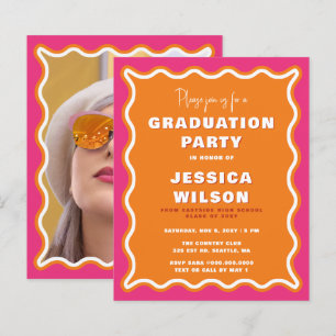 Papier Invitation de graduation photo rose rose rose Budg