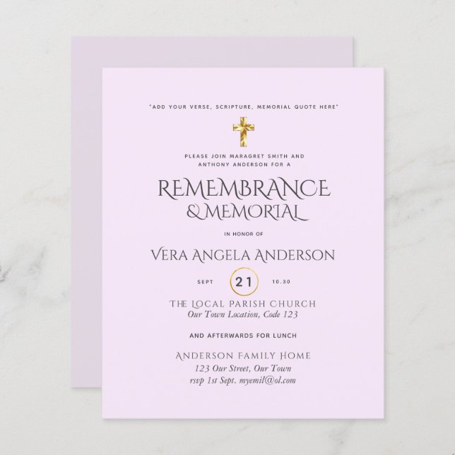 Papier INVITATION de la Croix-d'or commémorative (Devant / Derrière)