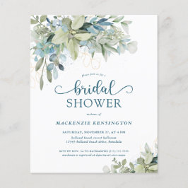 Papier Invitation de la douche nuptiale Eucalyptus bleu B