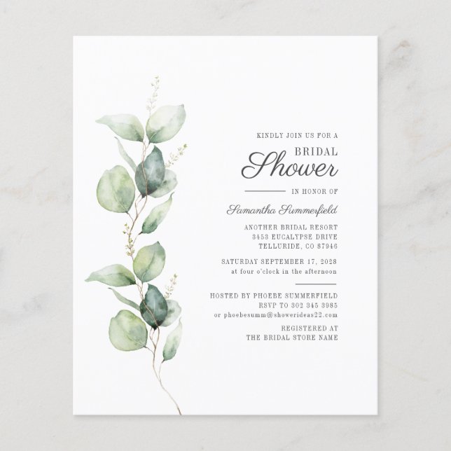 Papier Invitation de la douche nuptiale succulente Eucaly (Devant)