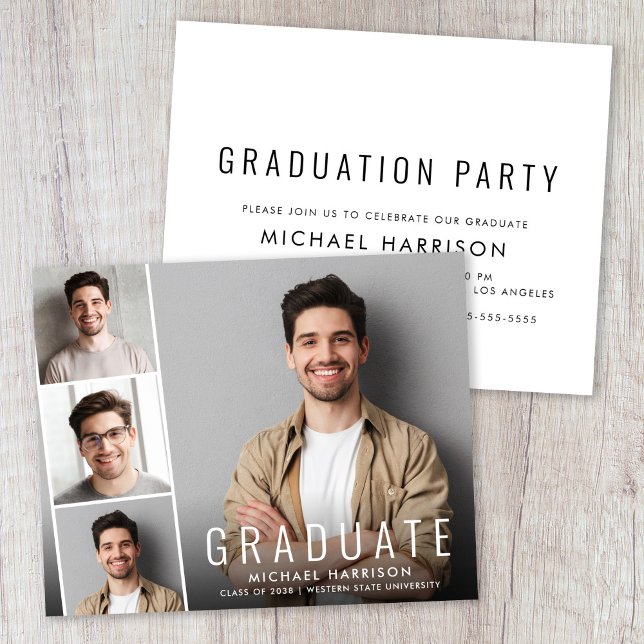 Papier Invitation de la fête de graduation de la bande ph (Budget Photo Graduation Party Invitation)