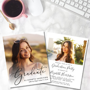 Papier Invitation de la fête de graduation de photo éléga