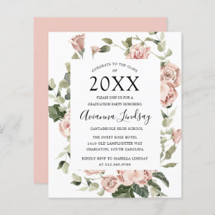 Papier Invitation de la fête de graduation rose budget