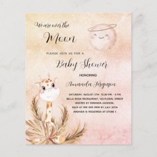 Papier Invitation de la girafe de Baby shower de lune de 