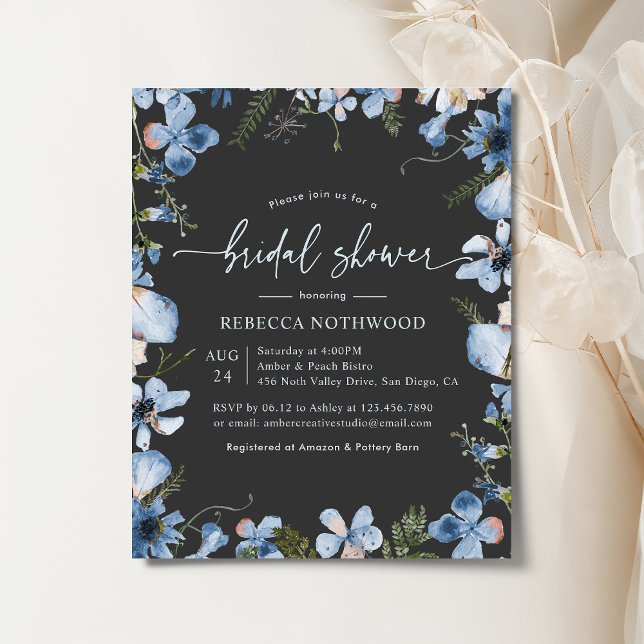 Papier Invitation de la nuptiale de Boho bleu charbonnier (Créateur téléchargé)