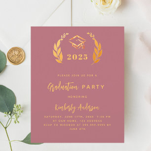 Papier Invitation de la Partie de Graduation 2025 rose co