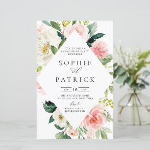 Papier Invitation de la partie d'engagement du cadre flor