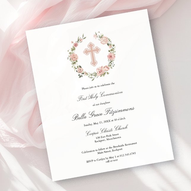 Papier Invitation de la première communion de la couronne (Créateur téléchargé)