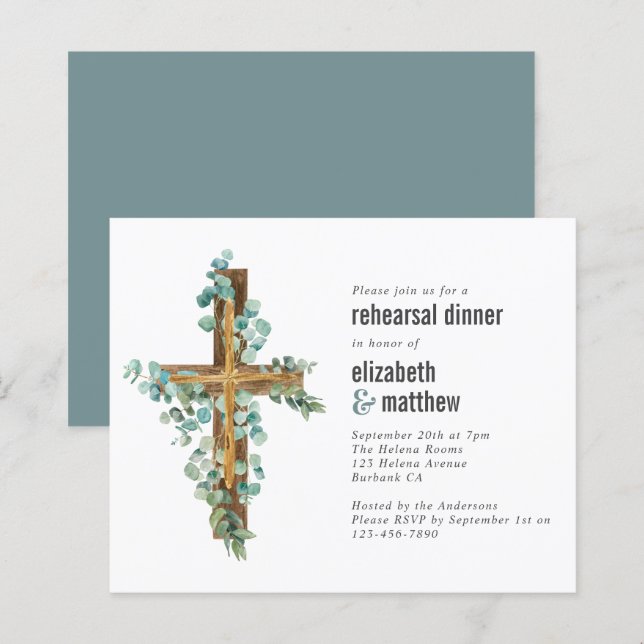 Papier Invitation de la répétition Eucalyptus budget (Devant / Derrière)