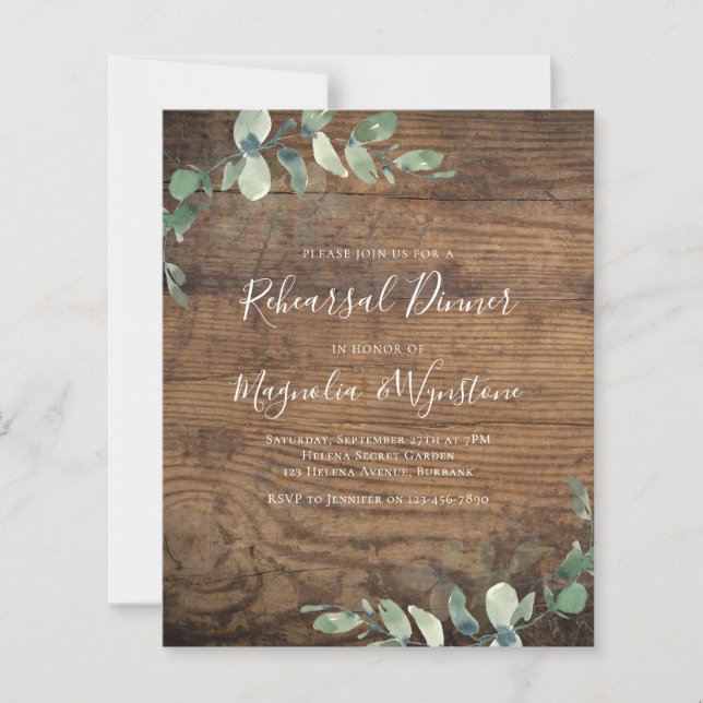 Papier Invitation de la répétition Eucalyptus budget (Devant)
