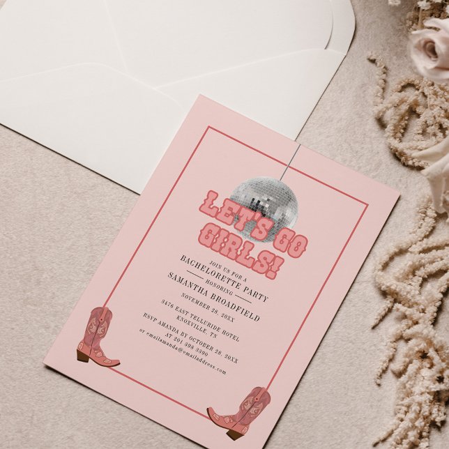 Papier Invitation de la soirée de bachelorette disco cowg (Créateur téléchargé)