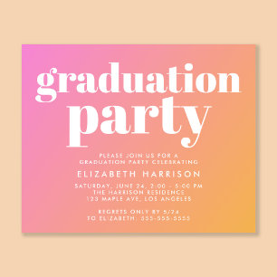 Papier Invitation de la soirée de graduation rose tendanc